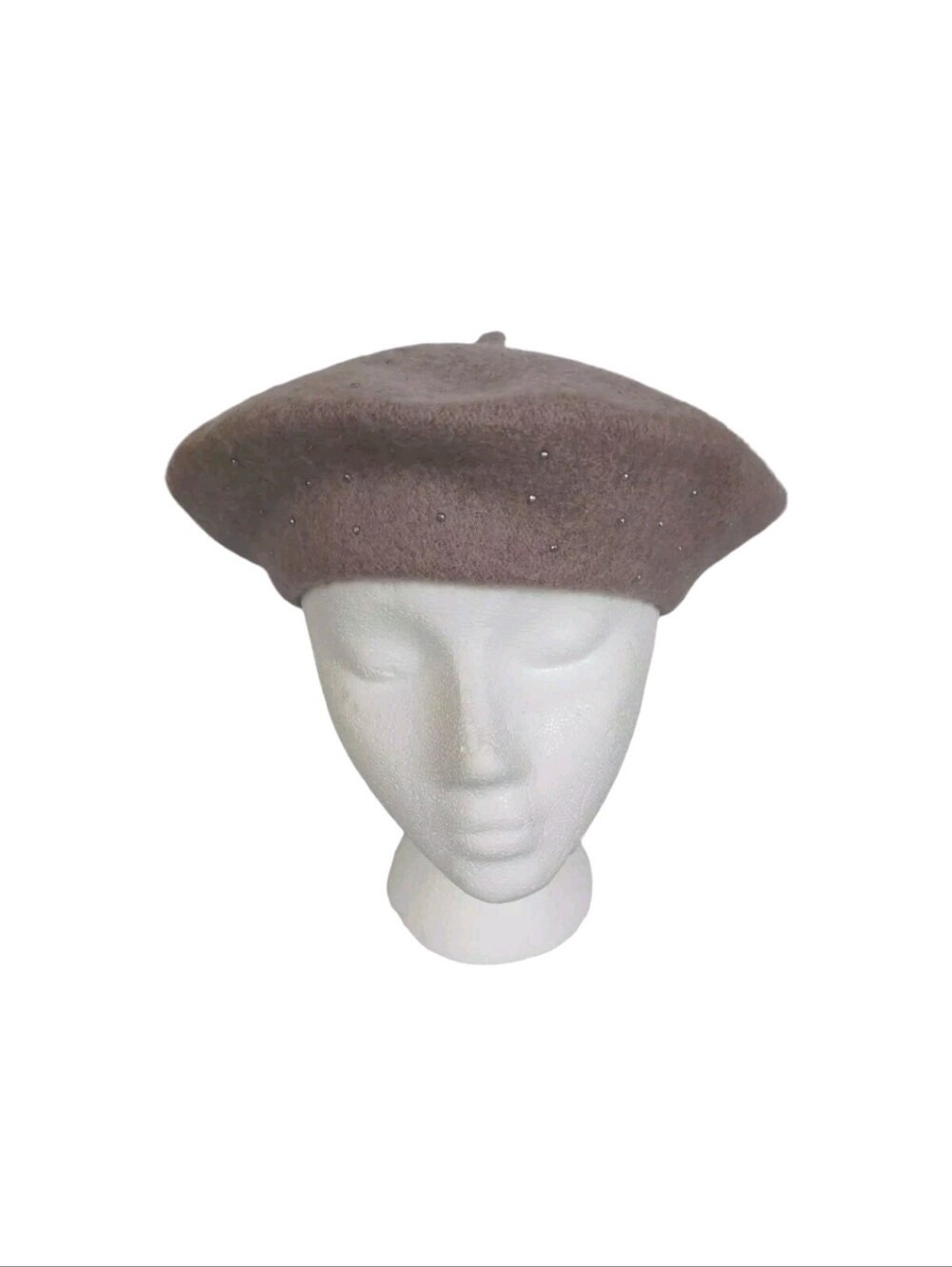 Chicos Womens Wool Blend Hat Rhinestone Knit Beret Venetian Pink Cozy Soft